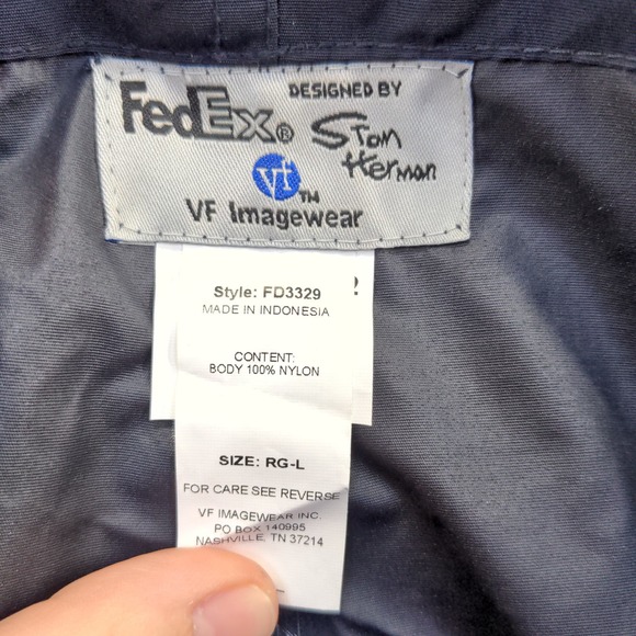 FedEx Stan Herman Men's Nylon Rain Pants Blue Size L Uniform Employee - Picture 10 of 10